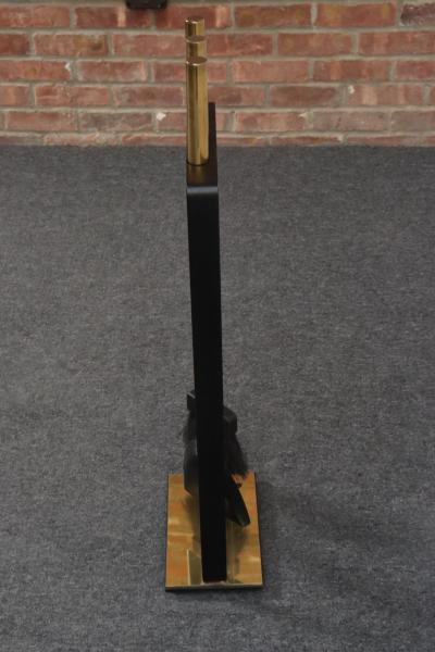  Pilgrim Manufacturing Vintage Modernist Iron and Brass Fireplace Tool Set with Brush Shovel and Poker