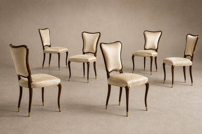  Pisciotta e Filhos Set of Eight Dining Chairs by Pisciotta e Filhos in Rosewood Mohair