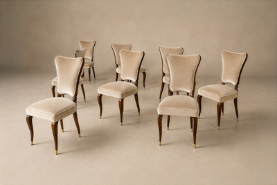  Pisciotta e Filhos Set of Eight Dining Chairs by Pisciotta e Filhos in Rosewood Mohair