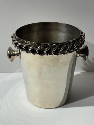  Plata Lappas Silverplate Art Deco Champagne Cooler with Chain Detail by Plata Lappas