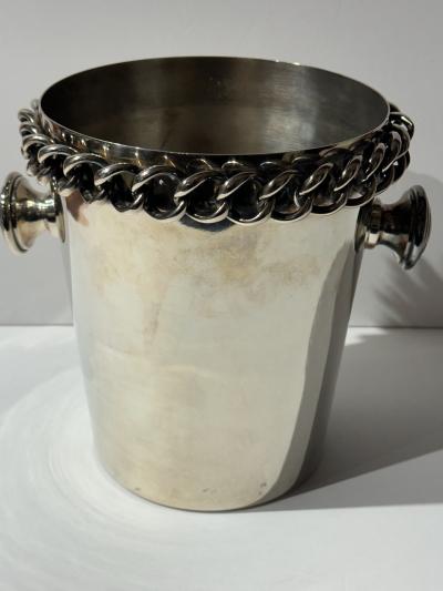  Plata Lappas Silverplate Art Deco Champagne Cooler with Chain Detail by Plata Lappas