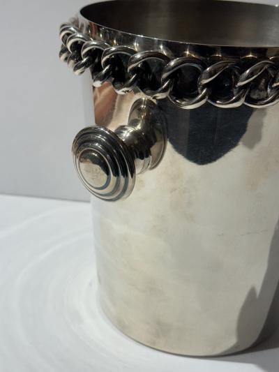  Plata Lappas Silverplate Art Deco Champagne Cooler with Chain Detail by Plata Lappas