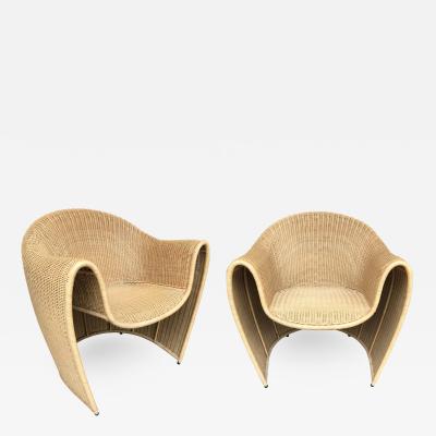  Platt Young King Tubby Rattan Armchairs by Platt Young for Driade Italy 1998
