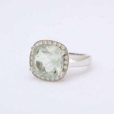  Poiray Paris Poiray of Paris Ring with Lemon Yellow Quartz Diamonds and 18k White Gold