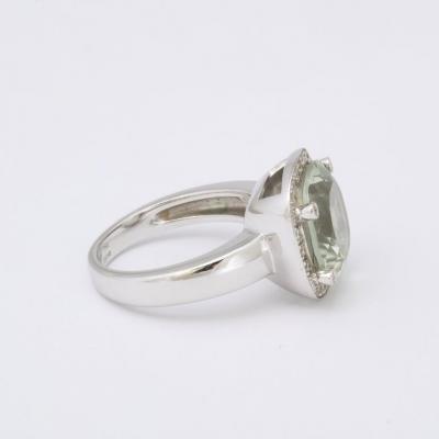  Poiray Paris Poiray of Paris Ring with Lemon Yellow Quartz Diamonds and 18k White Gold