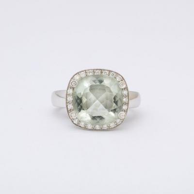  Poiray Paris Poiray of Paris Ring with Lemon Yellow Quartz Diamonds and 18k White Gold