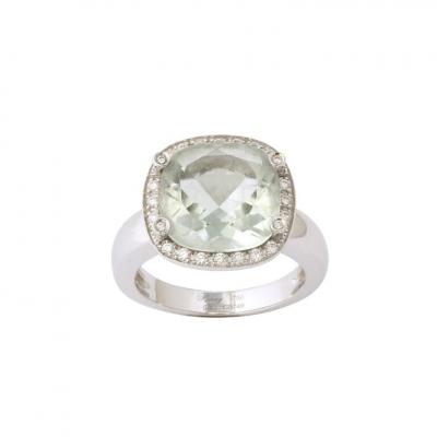  Poiray Paris Poiray of Paris Ring with Lemon Yellow Quartz Diamonds and 18k White Gold