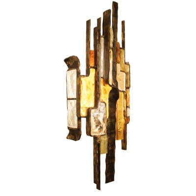 Poliarte 7 Albano Poli Brutalist Murano Glass and Iron Sconce 1960s Priced Individually