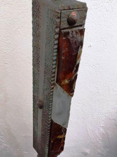  Poliarte Brutalist Floor Lamp in Iron and Glass