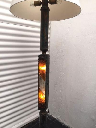  Poliarte Brutalist Floor Lamp in Iron and Glass