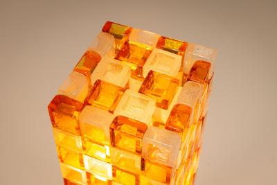  Poliarte Floorlamp by Poliarte in Amber and Crystal Pulegoso Glass Italy 1970s