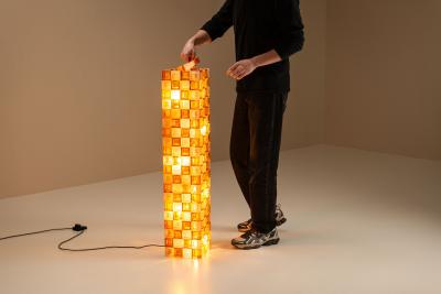  Poliarte Floorlamp by Poliarte in Amber and Crystal Pulegoso Glass Italy 1970s