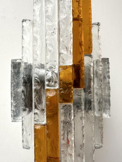  Poliarte Hammered Glass Metal Sconce by Poliarte Italy 1970s
