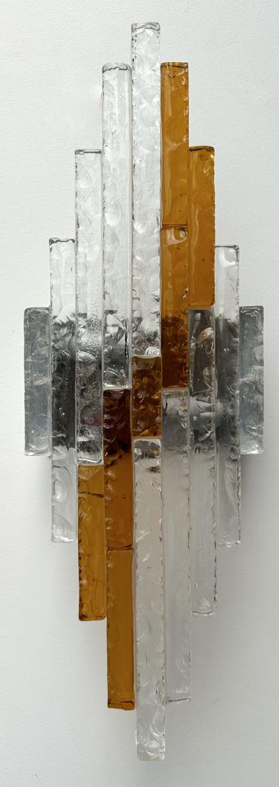  Poliarte Hammered Glass Metal Sconce by Poliarte Italy 1970s