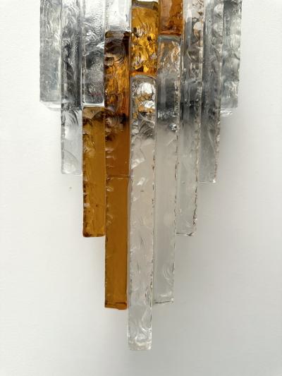  Poliarte Hammered Glass Metal Sconce by Poliarte Italy 1970s