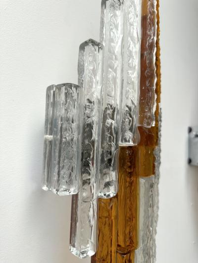  Poliarte Hammered Glass Metal Sconce by Poliarte Italy 1970s