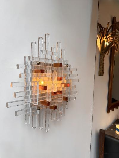  Poliarte Large Glass Sconce by Poliarte Italy 1970s