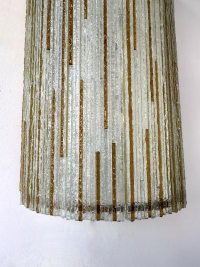  Poliarte Large Pair of Hammered Amber Glass Ice Sconces by Poliarte Italy 1970s