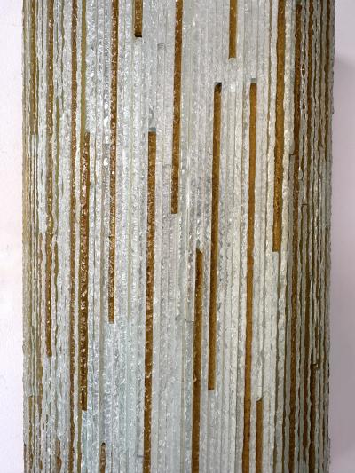  Poliarte Large Pair of Hammered Amber Glass Ice Sconces by Poliarte Italy 1970s