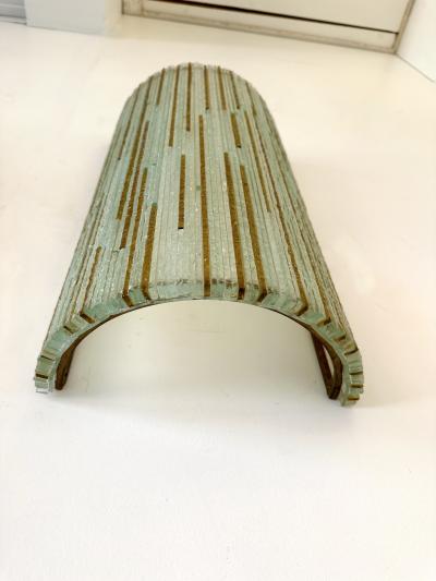  Poliarte Large Pair of Hammered Amber Glass Ice Sconces by Poliarte Italy 1970s