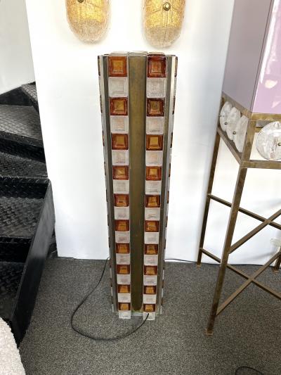  Poliarte Mid Century Modern Glass Cube Tower Floor Lamp by Poliarte Italy 1970s