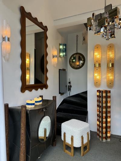  Poliarte Mid Century Modern Glass Cube Tower Floor Lamp by Poliarte Italy 1970s