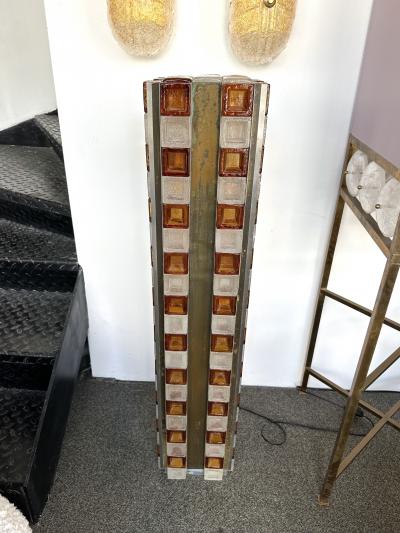  Poliarte Mid Century Modern Glass Cube Tower Floor Lamp by Poliarte Italy 1970s