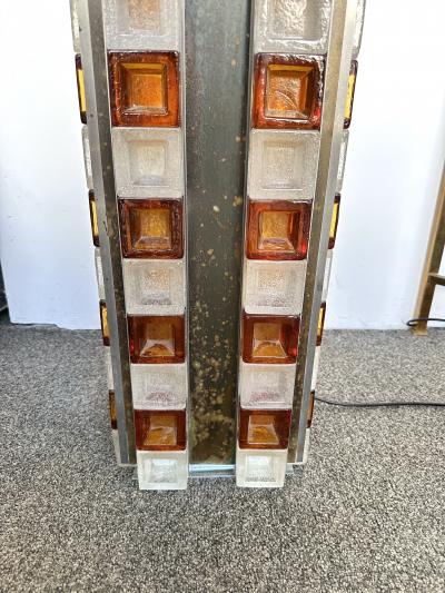  Poliarte Mid Century Modern Glass Cube Tower Floor Lamp by Poliarte Italy 1970s