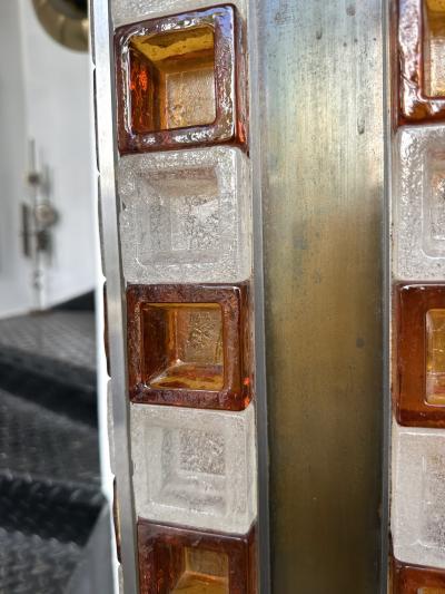  Poliarte Mid Century Modern Glass Cube Tower Floor Lamp by Poliarte Italy 1970s