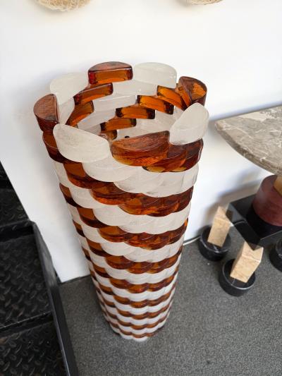  Poliarte Mid Century Modern Glass Cube Tower Floor Lamp by Poliarte Italy 1970s