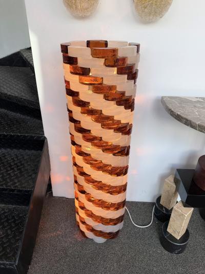  Poliarte Mid Century Modern Glass Cube Tower Floor Lamp by Poliarte Italy 1970s