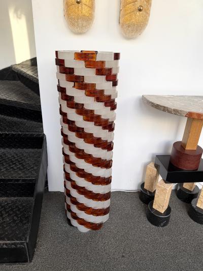  Poliarte Mid Century Modern Glass Cube Tower Floor Lamp by Poliarte Italy 1970s