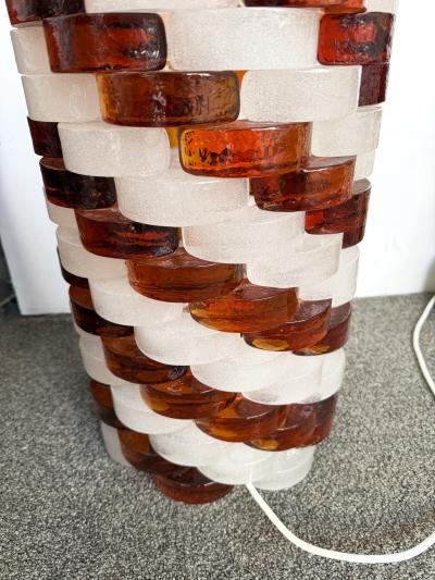  Poliarte Mid Century Modern Glass Cube Tower Floor Lamp by Poliarte Italy 1970s