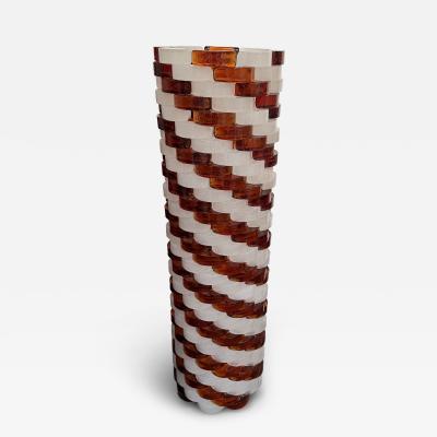  Poliarte Mid Century Modern Glass Cube Tower Floor Lamp by Poliarte Italy 1970s