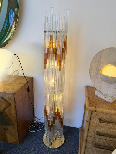  Poliarte Mid Century Modern Glass Tower Floor Lamp by Poliarte Italy 1970s