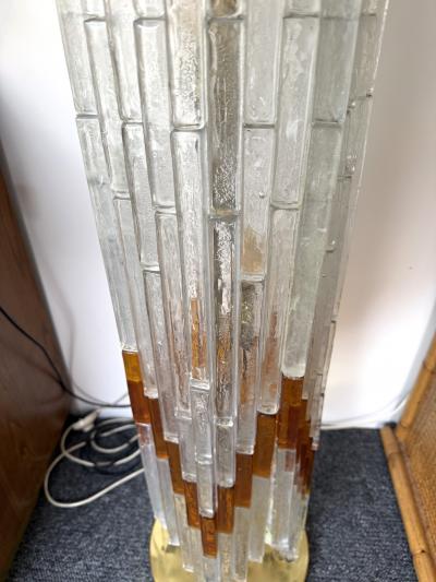  Poliarte Mid Century Modern Glass Tower Floor Lamp by Poliarte Italy 1970s