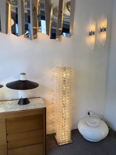  Poliarte Mid Century Modern Glass Tower Floor Lamp by Poliarte Italy 1970s