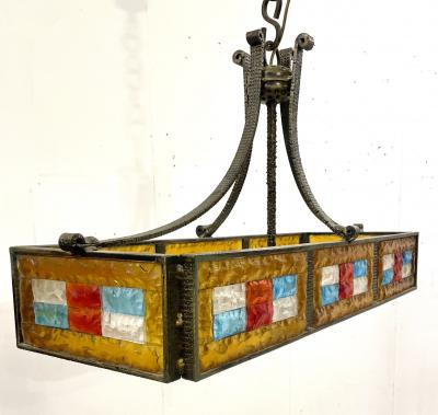  Poliarte Mid Century Stained Glass Suspension Light by Poliarte
