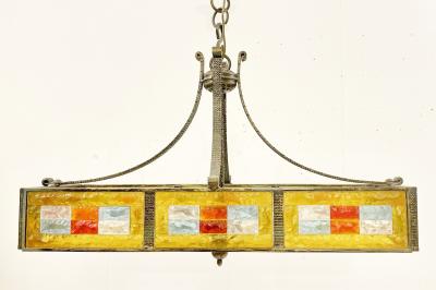  Poliarte Mid Century Stained Glass Suspension Light by Poliarte