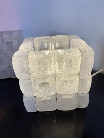  Poliarte Pair of Glass Cube Lamps by Poliarte Italy 1970s