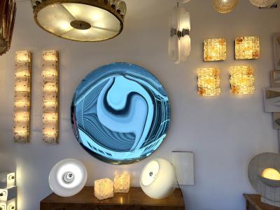  Poliarte Pair of Glass Cube Stairs Metal Sconces by Poliarte Italy 1970s