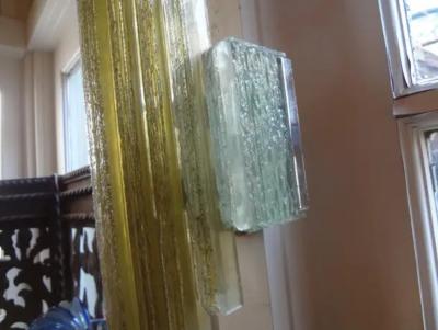  Poliarte Pair of Italian Chiseled Glass Sconces by Poliarte