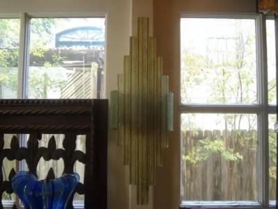  Poliarte Pair of Italian Chiseled Glass Sconces by Poliarte