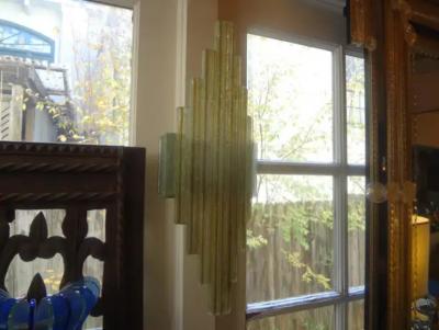  Poliarte Pair of Italian Chiseled Glass Sconces by Poliarte