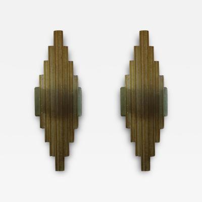  Poliarte Pair of Italian Chiseled Glass Sconces by Poliarte