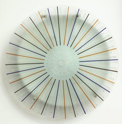  Poliarte Pair of Modern Glass and Painted Glass Round Sconces Made in Italy by Poliarte