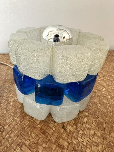  Poliarte Pair of Round Bubble Glass Lamps by Poliarte Italy 1970s