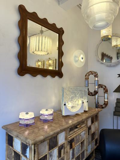  Poliarte Pair of Round Glass Cube Lamps by Poliarte Italy 1970s
