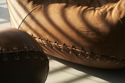  Poltronova Joe Ball Leather Footstool by Centro Studi Poltronova Italy