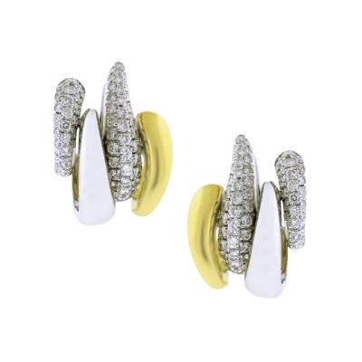  Pomellato POMELLATO 18KT WHITE AND YELLOW GOLD DIAMOND PAVE EARRINGS